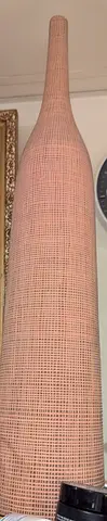 Tall Decorative Woven Floor Vase - Beige/Pink