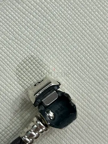 Sterling silver Pandora necklace leather clasp (925)