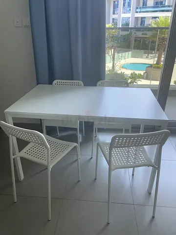 Ikea Table and 4 chairs, White