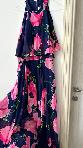 Eliza J Floral Navy  Pink Sleeveless Dress - Size 14