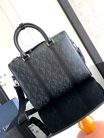 Dior Lingot Briefcase in Black CD Diamond Canvas