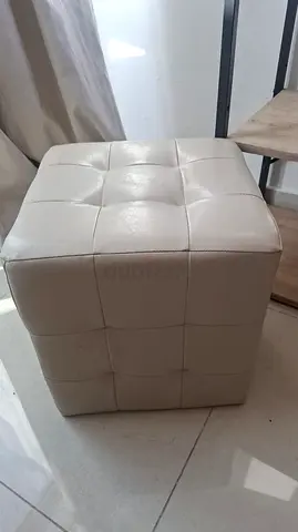 Faux Leather Tufted Cube Ottoman