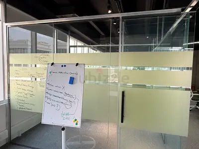 Glass Office Partition Panels with Frosted Privacy Strips- price negotiable