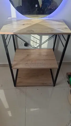Modern 3-Tier Wooden and Metal Shelving Unit