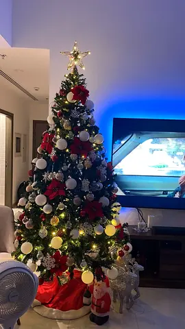 Artificial 7ft Christmas Tree with Lights and Ornaments
