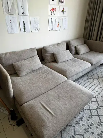 Used light grey modular 3-seater sofa with chaise lounges ikea soderham