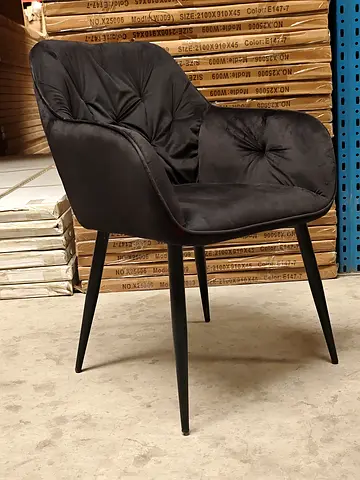 Black Velvet Upholstered Dining/Accent Chair with Metal Legs