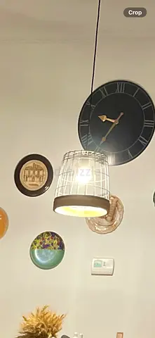 Industrial hanging pendant lamp with real wood and metal cage shade