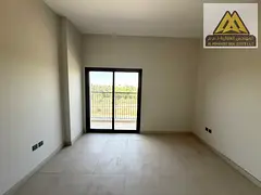 Brand new 2-bedroom hall in Al Zahya, 3 bathrooms, balcony, pool and gym, AED 45k, 4 or 6 payments.