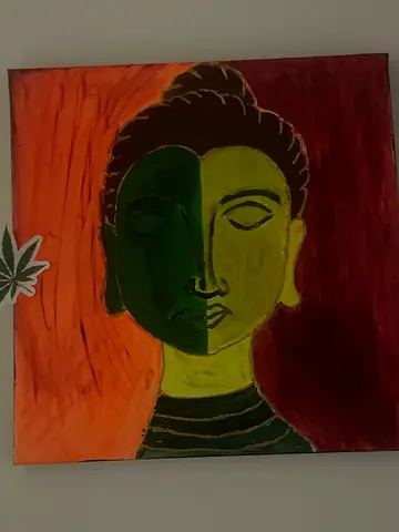 Hand-painted Abstract Buddha Portrait on Canvas