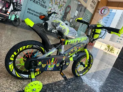 Kids 12 Neon Green BMX-style Bicycle with Training Wheels - Like New