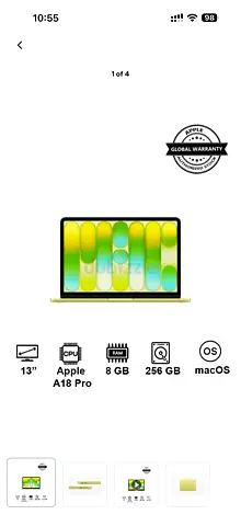 MacBook Air 13 (M2/Air 2022 style) — 8GB RAM, 256GB, macOS, Apple A18 Pro