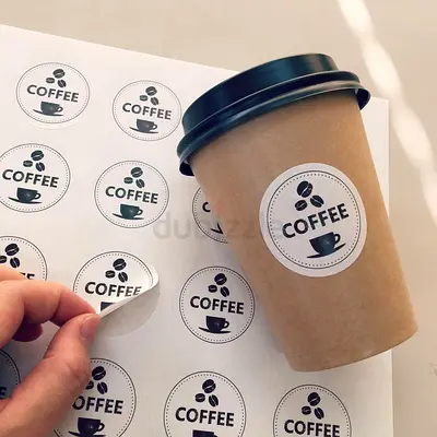 Round Coffee Stickers / Labels - Sheet of Matte Kraft Logo Labels