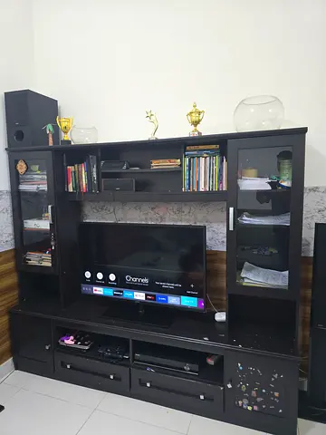Dark Wood Entertainment Center / TV Unit with Storage