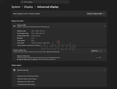 Samsung Odyssey G4 1080p 240Hz Gaming Monitor (Used) - Good Condition