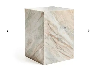 Pan Home - 2 pieces Marble Cube Side Table / Pedestal - Natural Stone Finish