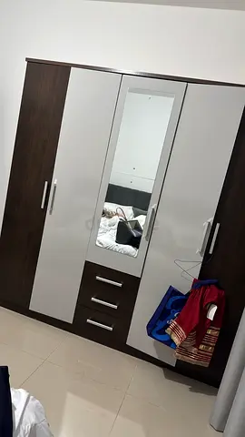 Large 4-Door Wardrobe with Mirror and Drawers - Good Condition