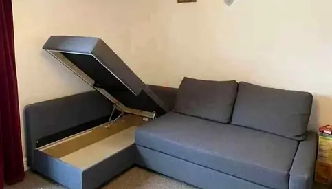 Grey L-shaped Storage Sofa Bed - Compact and Comfortable