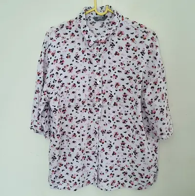 Light pink floral button-up blouse