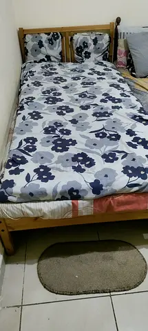 Urgent sale: IKEA Single wooden bed frame with mattress and bedding