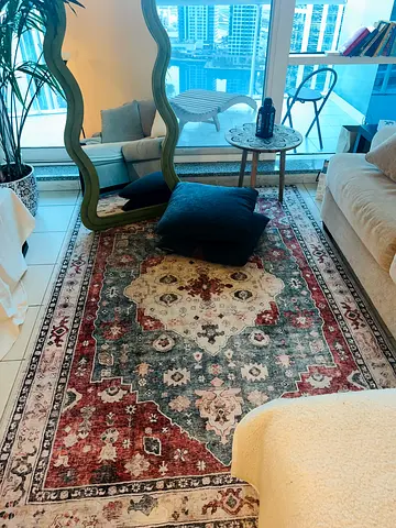 Vintage Style Soft Large Rug red  teal area rug 160x230cm. This rug is so so soft under your feet.