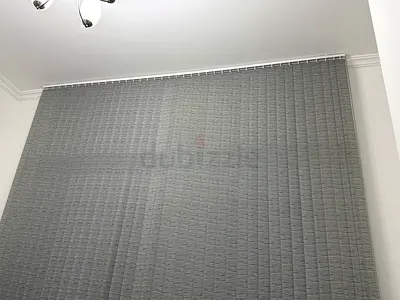 Grey vertical fabric blinds / curtains - good condition