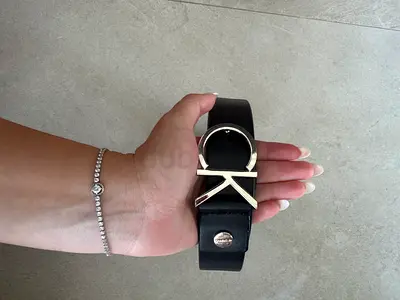 Calvin Klein Black Belt – Gold Buckle