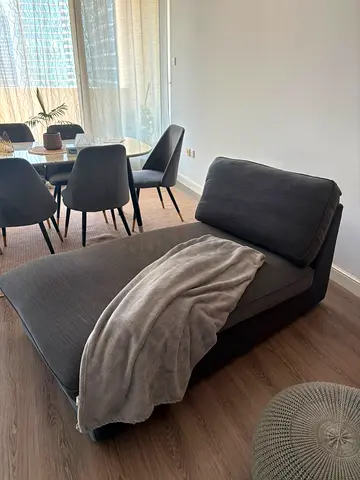 Dark Grey Chaise Lounge / Daybed - Comfortable Single Seat