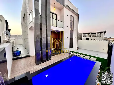 فرصة امتلاك فيلا احلامك تصميم مودرن مع مسبح و شامل رسوم التسجيل قريبة من المسجد و بسعر قابل للتفاوض