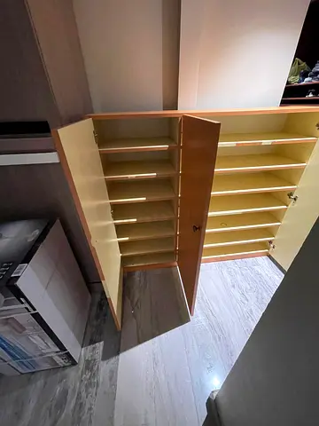 shoe cabinet with multiple shelves — good condition