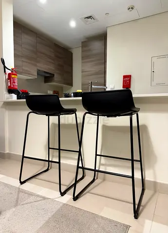 2x Modern Black Bar Stools — Excellent Condition | Business Bay