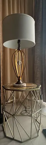 Modern Gold Base Table Lamp with Fabric Shade TWO PIECES
