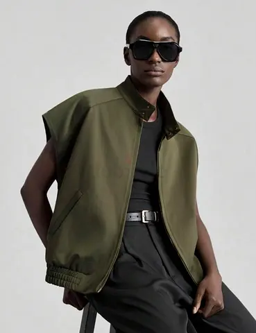 Olive Green Bomber Jacket short sleeve- Lightweight