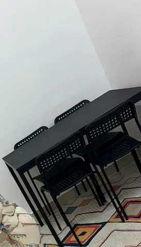 IKEA- black dining table with 4 matching chairs - sturdy, modern set
