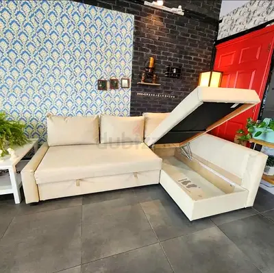 Beige L-shaped Sofa with Storage - Comfortable Corner Couch