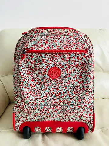 Small floral rolling backpack / carry-on trolley bag