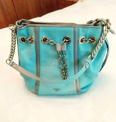 Light blue MILANO ITALIA genuine leather bag
