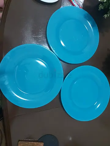 Blue glass dinner plates