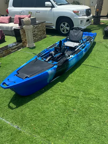 Blue fishing kayak