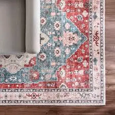 Vintage Style Soft Large Rug red teal area rug 160x230cm. This rug is so so soft under your feet.
