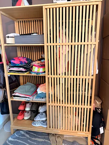 IKEA Ekby-style wooden shoe/storage cabinet - natural pine finish