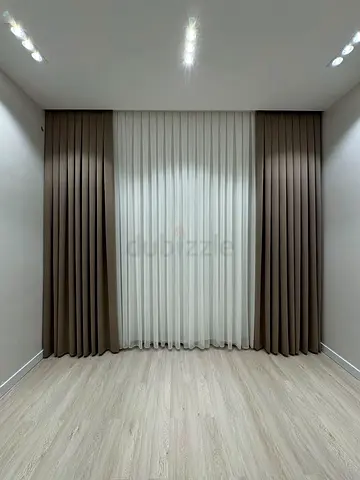 Floor-to-ceiling double-layer curtains set (sheer + blackout) - beige  cream