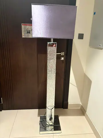 Tall Crystal-Accented Floor Lamp with Rectangular Shade