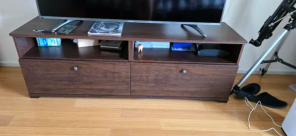Dark Wood TV Entertainment Center with Storage