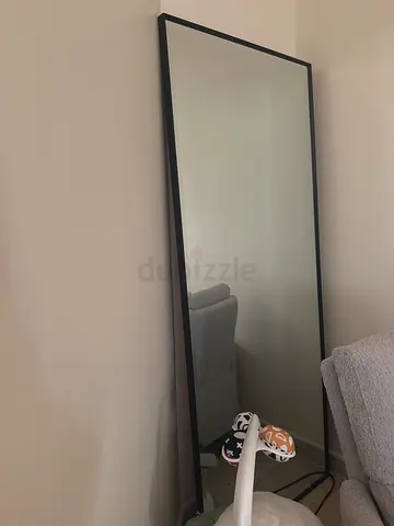Large Minimalist Full Length Floor Mirror with Black Frame