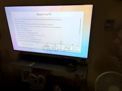 Samsung 55 Smart  QLED TV - Yamaha sound bar with sub woofer speaker tv cabinet included