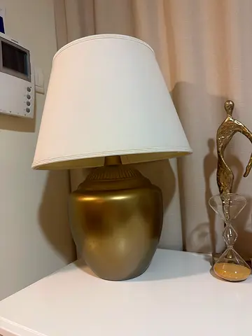 Gold Table Lamp with White Shade IKEA Good Condition