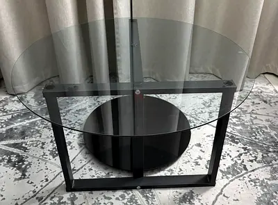 Luxury Round Edges Tempered Glass and Premium Metal Coffee Table or Modern Offices