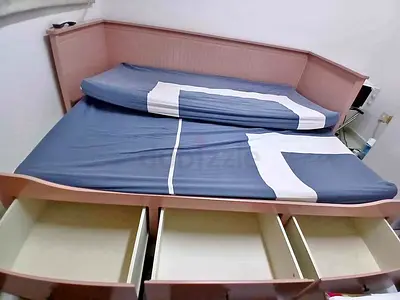 Ikea pink Hemnes day bed with mattresses