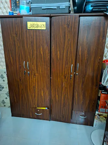 Dark Wood Two-Door Wardrobes with Drawers